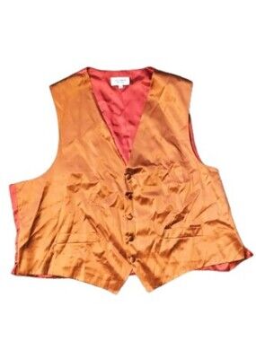 Biagio Collection Men's 100% Silk Orange & Red Vest 3X